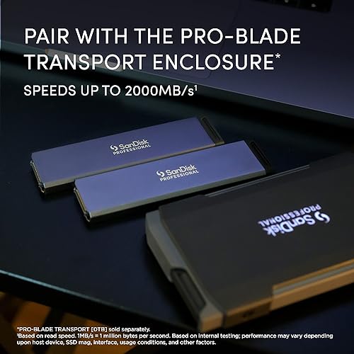 SanDisk Professional 1TB PRO-Blade SSD Mag - Portable & Modular NVMe SSD Mag, Ultra-Durable - SDPM1NS-001T-GBAND, Dark Grey SSD Mag 1TB