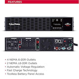 CyberPower PR2200RTXL2UHVAN Smart App Sinewave UPS Battery Backup and Surge Protector, 2200VA/2200W, 6 Outlets, 2U Rack/Tower, RMCARD205 Pre-Installed; EBM Option, UL Certified