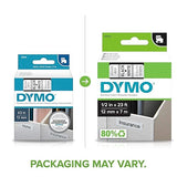DYMO Standard D1 Labeling Tape for LabelManager Label Makers, Black Print on White Tape, 1/2'' W x 23' L, Pack of 6 6 Rolls Black Print on White Tape Standard Packaging
