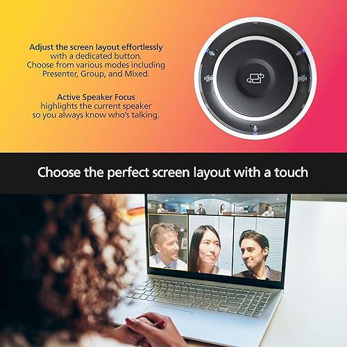RICOH Meeting 360 3-in-1 Video Conferencing Device | 360 Degree Panoramic View with Active Speaker Detection & Focus | 3 Mics with Background Noise Reduction | 3X 8W Speakers | USB-C Bus Powered