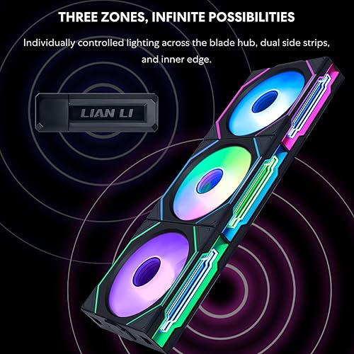 Lian Li UNI Fan SL-Infinity Wireless 120 - Triple Pack (Reverse Blade) - 2.4GHz Wireless Signal ARGB Fan Control - Double Infinity Mirror - Low Noise - Controller Included - Black (12RSLIN1W3B) 120 Reverse Triple Black