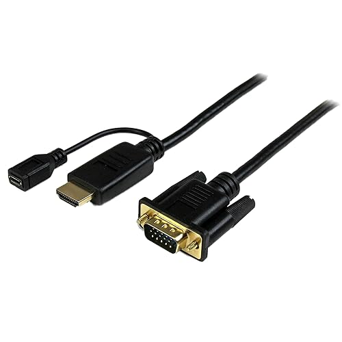 StarTech.com HDMI to VGA Cable - 3 ft / 1m - 1080p - 1920 x 1200 - Active HDMI Cable - Monitor Cable - Computer Cable (HD2VGAMM3) Black HDMI to VGA Cable - 3ft Cable