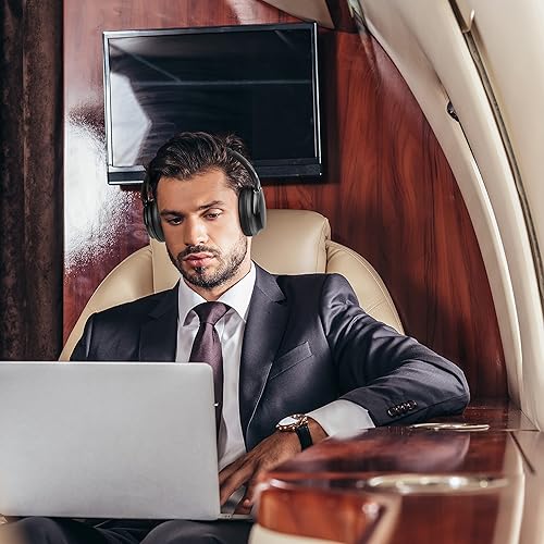 Morpheus 360 Synergy HD Bluetooth Headphones, Wireless Headphones, Over-Ear Headphones, 40-Hour Playtime, USB Type C Fast Charging, Soft Leather Padding, with Travel Case - Black, HP9550HD