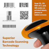 AMBIR BR100 Wired/USB Barcode Scanner: Supports-1D,2D,PDF417, & QR barcodes. OS: Win, Mac, Linux, Android. Read: Phone/Tablet Screens, Wrinkled/Low Quality barcodes. HID Device-Plug&Play-Black/Orange