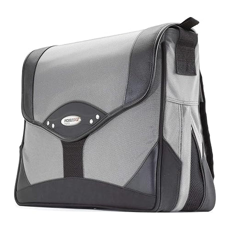 Mobile Edge Premium Laptop Messenger Bag for Men and Women, Travel, Fits Up To 15.4 Inch PCs and Compatible with MacBook 17 Inch, Silver, MEMP02 Black/Silver