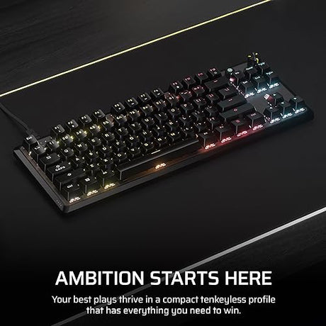 CORSAIR K70 CORE TKL RGB Tenkeyless Mechanical Wired Gaming Keyboard – Pre-Lubed MLX Red v2 Linear Switches, SOCD, ABS Double-Shot Keycaps, Sound Dampening, 1000Hz Polling, QWERTY NA – Black
