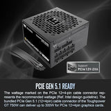 Thermaltake Toughpower GT 850W ATX 3.1 Standard Power Supply; 80 Plus Gold Efficiency; Smart Zero Fan; Native 450W PCIe 5.1 Connector; PS-TPT-0850FNFAGU-3; 5 Year Warranty Gold (ATX 3.1) 850W Black