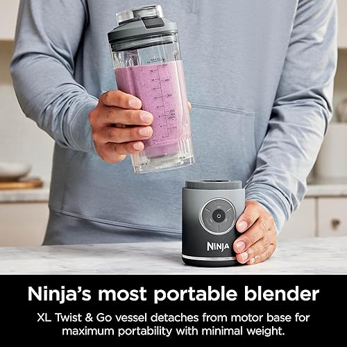 Ninja Blender, Blast Max, Cordless, Personal Blender for Smoothies, Frozen Drinks, Ice Crush, 22 oz. Removable Vessel, Leakproof Lid, BPA-Free, Dishwasher Safe, Auto-iQ Technology, Cool Grey, BC251CGY