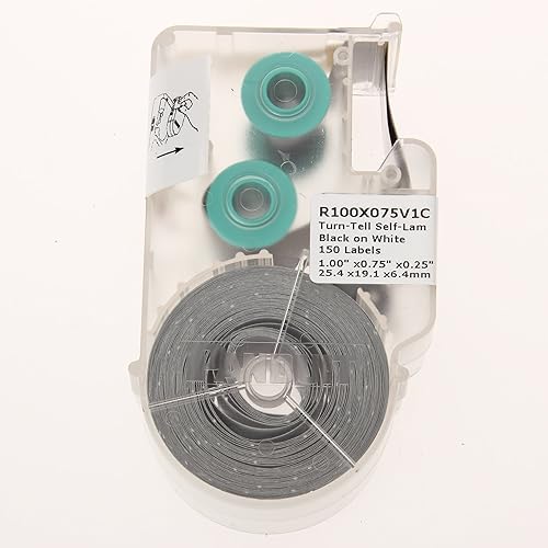 Panduit R100X150V1C P1 Cassette Turn-Tell Self-Laminated Label, Vinyl, White 10 – 6 AWG Wire/Cable