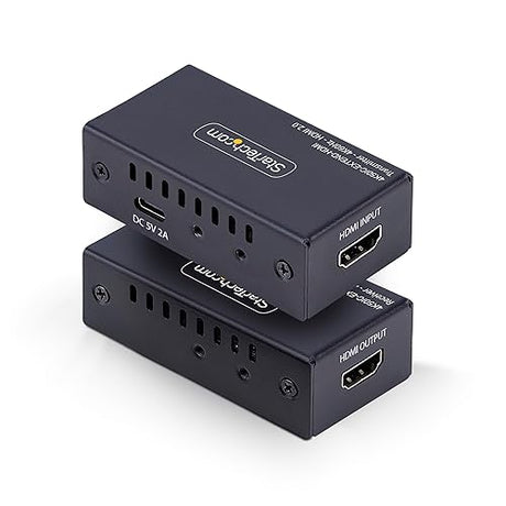 StarTech.com HDMI Extender Over CAT5e/CAT6, 4K 60Hz, Up to 200ft (60m), Transmitter and Receiver Kit, Power Over Cable