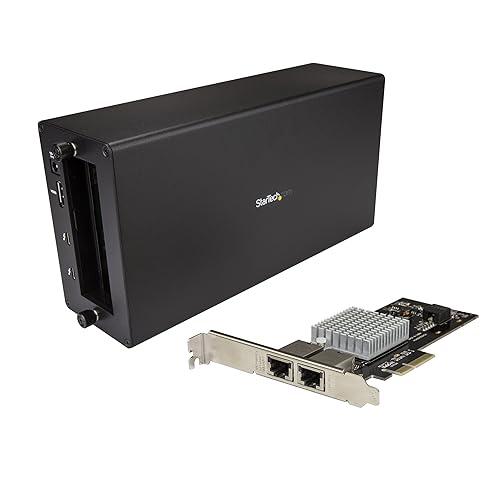 StarTech Thunderbolt 3 to 10 Gbe NIC 2 port External PCIe Enclosure plus Card with DisplayPort Monitor Port Thunderbolt 3 to Ethernet Model BNDTB310GNDP