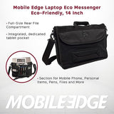 Mobile Edge ECO-Friendly Laptop Messenger Bag for Men and Women, for 14.1 PC and Compatible with MacBook 15, Cotton Canvas, Black