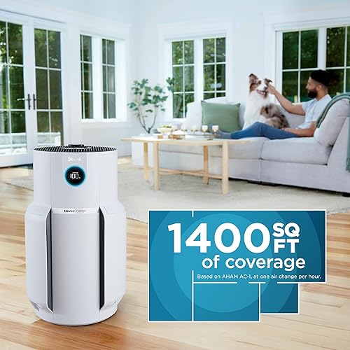 Shark NeverChange Whole Home Air Purifier with 5 Year HEPA Air Filtration, Odor Neutralization and Clean Sense Technology, Removes Dust, Allergens, Pollutants, HP302C, White (Canadian Version)