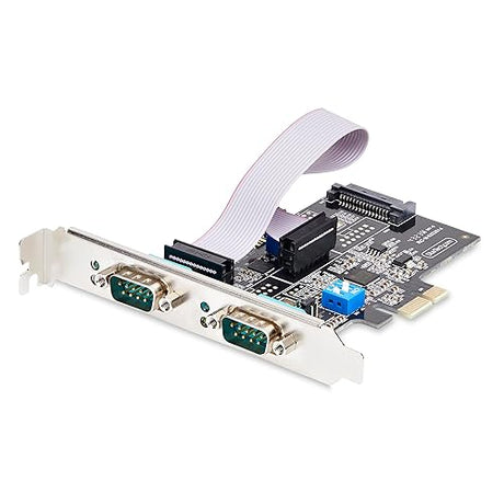 StarTech.com 2-Port Serial PCIe Card, Dual-Port PCI Express to RS232/RS422/RS485 DB9 Serial Card, Standard/Low-Profile Brackets, 16C1050 UART, ESD Protection, Windows/Linux (2S232422485-PC-CARD)