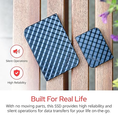Verbatim 512GB Portable SSD External Hard Drive Store ‘n’ Go USB 3.2 Gen 1 USB-C Adapter Included - External Solid State Drive 512 GB, USB 3.0