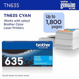 Brother Genuine TN635C Standard Yield Cyan Toner Cartridge, 1 Pack