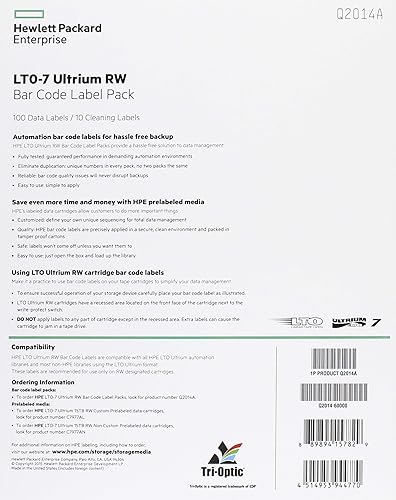 HP LTO-7 Ultrium RW Bar Code Label Pack (Q2014A)
