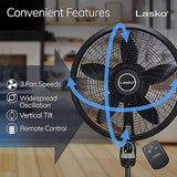 Lasko 1843 18 Remote Control Cyclone Pedestal Fan, Black