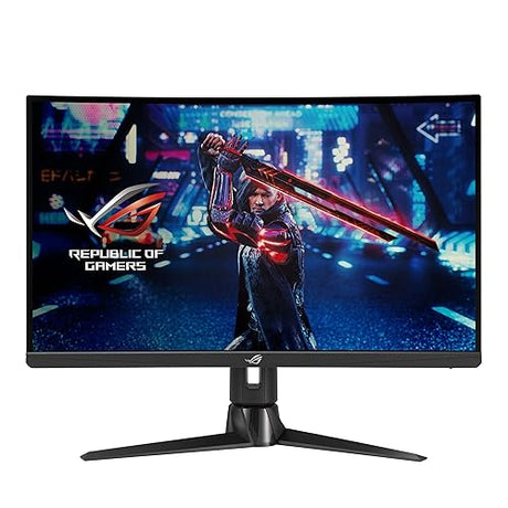 ASUS ROG Strix 27” 1440P Curved Gaming Monitor (XG27AQV) - QHD (2560 x 1440), Fast IPS, 170Hz, 1ms, G-SYNC Compatible, FreeSync Premium, Eye Care, HDMI, DisplayPort, Height Adjustable, DisplayHDR 400 27" Curved Fast IPS QHD 1ms 170Hz G-SYNC HDR