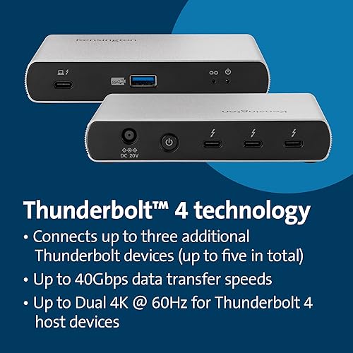 Kensington SD2600T Thunderbolt 4 Hub, Dual 4K, 65W PD - Mac and Windows (K34036NA)