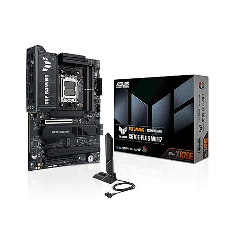 TUF Gaming X870E-PLUS WIFI7 AMD X870E ATX Motherboard with 16+2+1 80A Power Stages, DDR5 Support with AEMP, PCIe 5.0 x16 with PCIe Slot Q-Release Slim, Four M.2 Slots, WiFi 7 with ASUS WiFi Q-Antenna TUF X870E-PLUS|M.2 x4|WIFI 7