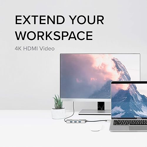 Plugable USB-C Hub 7-in-1, Driverless USB C Hub Compatible with Mac, Windows, Chromebook, USB4, Thunderbolt 4, and More (4K HDMI, 3 USB 3.0, SD & microSD Card Reader, 100W Charging)