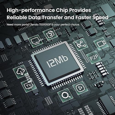 Tenda TEG1050F, 48 Port Gigabit Switch, Unmanaged Ethernet Switch with 48 Gigabit Ports & 2 SFP Slots, Plug & Play, Desktop/ Rack-Mount, Fanless & Metal Design, Limited Lifetime Protection