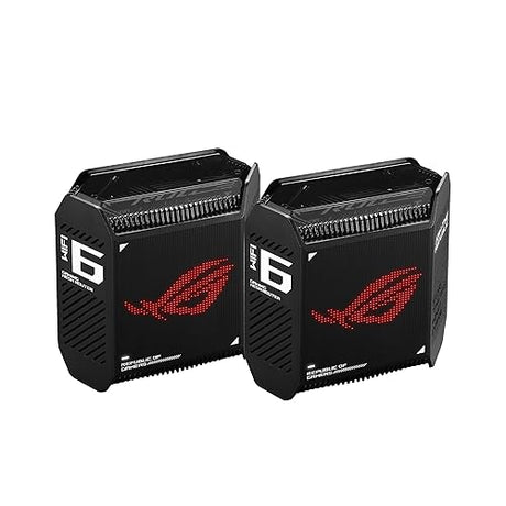 ASUS ROG Rapture GT6 (2PK) AX10000 Tri-Band WiFi 6 Gaming Mesh System, Covers up to 5,800 sq ft, 2.5 Gbps Port, Triple-Level Game Acceleration, UNII 4, Free Lifetime Internet Security, Black Gaming Mesh |Tri-Band| Black Router
