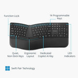 Kensington Pro Fit Ergo KB680 EQ Wireless Keyboard, Bluetooth & 2.4GHz Connection, Rechargeable, Ergonomic Design, Split-Keyboard (K72485NA)