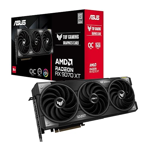 ASUS TUF Gaming Radeon RX 9070 XT OC Edition 16GB GDDR6 Gaming Graphics Card (PCIe® 5.0, 16GB GDDR6, HDMI/DP 2.1, 3.125-slot, Military-Grade Components, Protective PCB Coating, axial-tech Fans) RX9070XT|16G RX9070XT|16GB