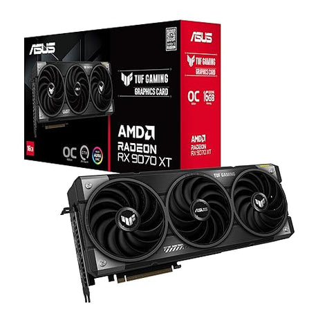 ASUS TUF Gaming Radeon RX 9070 XT OC Edition 16GB GDDR6 Gaming Graphics Card (PCIe® 5.0, 16GB GDDR6, HDMI/DP 2.1, 3.125-slot, Military-Grade Components, Protective PCB Coating, axial-tech Fans) RX9070XT|16G RX9070XT|16GB