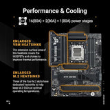 TUF Gaming X870E-PLUS WIFI7 AMD X870E ATX Motherboard with 16+2+1 80A Power Stages, DDR5 Support with AEMP, PCIe 5.0 x16 with PCIe Slot Q-Release Slim, Four M.2 Slots, WiFi 7 with ASUS WiFi Q-Antenna TUF X870E-PLUS|M.2 x4|WIFI 7