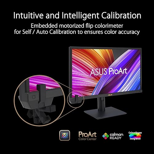 ASUS ProArt Display 24” 4K HDR SDI Professional Monitor (PA24US) - IPS, UHD (3840 x 2160), 99% Adobe RGB, 95% DCI-P3, ?E < 1, USB-C 80W, Built-in Motorized Colorimeter, Calman Ready, 3 Year Warranty
