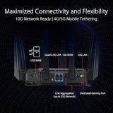 ASUS ROG Rapture GT-BE98 PRO First Quad-Band WiFi 7 Gaming Router supports 320MHz, Dual 10G Port, Triple-level Game Acceleration, Mobile Game Mode, Subscription-Free Security, AiMesh, and VPN features