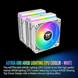 Thermaltake ASTRIA 600 ARGB CPU Cooler; 6 Copper Heat Pipes; 2x120mm PWM Fans; 500~1800RPM; Dual Tower; Intel/AMD; 265W TDP; White; CL-P139-CA12SW-A