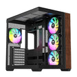 Thermaltake View 380 WS ARGB; Mid Tower Chassis; Side Wood Trim; 4x120mm ARGB Lite Fans Included; 415mm GPU Clearance; Dual Chamber; ATX/mATX/mITX; Hidden Connector Support; Black; CA-1Z2-00M1WN-WS