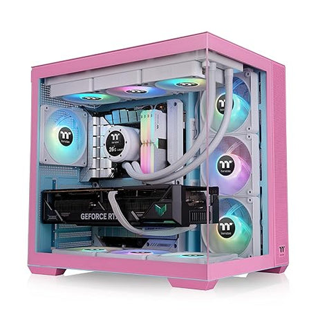 Thermaltake View 380 TG ARGB Mid Tower Chassis; 4x120mm ARGB Lite Fans Included; 360mm Radiator Support; 415mm GPU Clearance; Hidden Connector Support; Bubble Pink; CA-1Z2-00MAWN-00