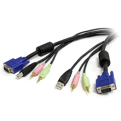 StarTech.com 10 ft 4-in-1 USB VGA KVM Cable with Audio and Microphone - VGA KVM Cable - USB KVM Cable - KVM Switch Cable (USBVGA4N1A10), Black 10 ft USB, Audio and Mic