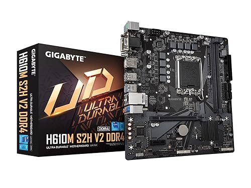 GIGABYTE H610M S2H V2 DDR4 (H610/ Intel/LGA 1700/ Micro ATX/ DDR4/ Single M.2/ PCIe 4.0/ USB 3.2 Gen1/ Realtek GbE LAN/Motherboard) H610 H610M S2H V2 DDR4