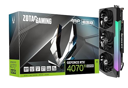 ZOTAC Gaming GeForce RTX 4070 Ti Super AMP Holo DLSS 3 16GB GDDR6X 256-bit 21 Gbps PCIE 4.0 Gaming Graphics Card, IceStorm 2.0 Advanced Cooling, Spectra 2.0 ARGB Lighting, ZT-D40730F-10P