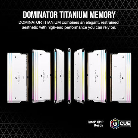 CORSAIR DOMINATOR TITANIUM RGB DDR5 RAM 32GB (2x16GB) DDR5 7200MHz CL34 Intel XMP iCUE Compatible Computer Memory - White (CMP32GX5M2X7200C34W)