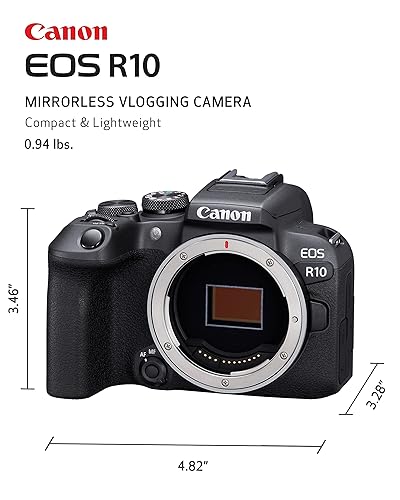 Canon EOS R10 (Body Only), Mirrorless Vlogging Camera, 24.2 MP, 4K Video, DIGIC X Image Processor, High-Speed Shooting, Subject Tracking, Compact, Lightweight, Subject Detection, for Content Creators