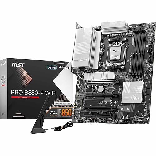 MSI PRO B850-P WiFi ProSeries Motherboard (AMD Ryzen 9000/8000/7000 Series Processors, AM5, DDR5, PCIe 4.0, M.2, SATA 6Gb/s, USB 3.2 Gen 2, HDMI/DP, Wi-Fi 6E, Bluetooth 5.3, 2.5Gbps LAN, ATX)