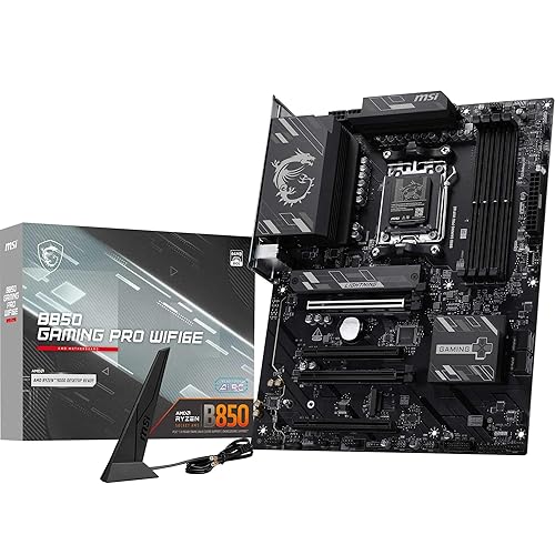 MSI B850 Gaming PRO WIFI6E Motherboard, ATX - Supports AMD Ryzen 9000/8000 / 7000 Processors, AM5 - DDR5 Memory Boost 8200+ MT/s (OC), PCIe 4.0 x16, M.2 Gen5, Wi-Fi 6E, 2.5G LAN