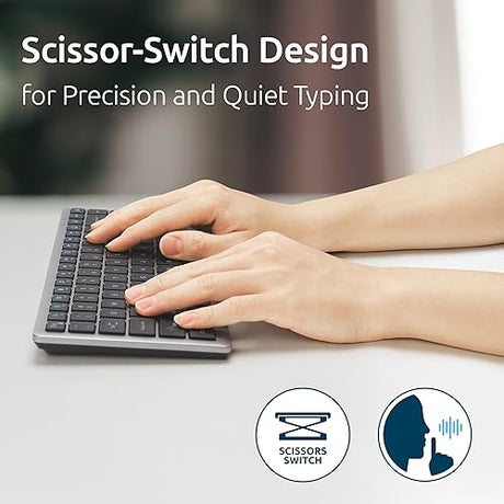 Kensington KB435 Wireless Compact Keyboard, Bluetooth & 2.4GHz Connection, Quiet Scissor-Switch Keys, Programmable, Copilot Hotkey, Compatible with Windows, Black (K75409NA) Compact Size Wireless