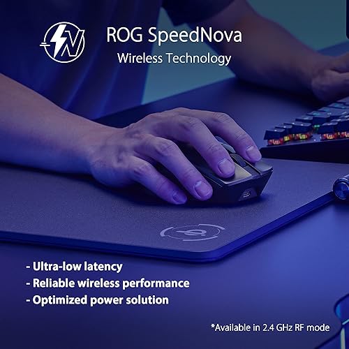 ASUS ROG Gladius III Wireless AimPoint Gaming Mouse, Connectivity (2.4GHz RF, Bluetooth, Wired), 36000 DPI Sensor, 6 programmable Buttons, ROG SpeedNova, Replaceable switches, Paracord Cable, Black