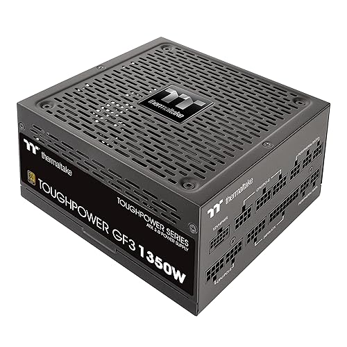 Thermaltake Toughpower GF3 1350W, True 600W 12VHPWR Connectors on PSU & NVIDIA RTX 40 series, ATX 3.0/PCI-E 5.0 Ready, 80+ Gold, SLI/Crossfire Ready Power Supply, PS-TPD-1350FNFAGU-4, 10 Year Warranty Gold ATX 3.0 1350W Black