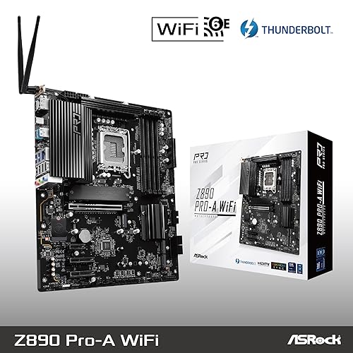 ASRock Z890 Pro-A WiFi 6E Intel Core Ultra LGA1851 RL-ILM ATX Motherboard DDR5 8666 MHz 256 GB Thunderbolt M.2 PCIe 5.0