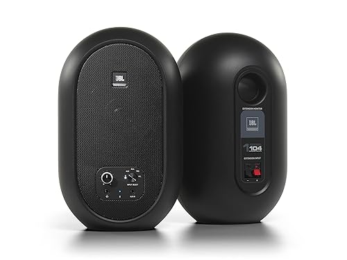JBL Professional 1 Series 104-BT Compact Desktop Reference Monitors with Bluetooth, Black, Sold as Pair, 4.5-inch Speaker Black 104BT Black