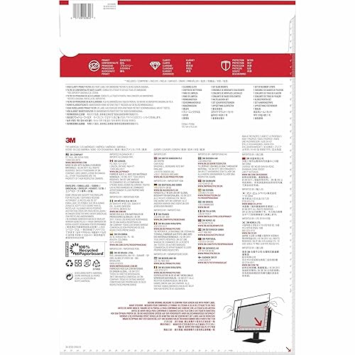 3M Computer Privacy Screen Filter for 23.8 inch Monitors - High Clarity - Widescreen 16:9 - HC238W9B High Clarity 23.8